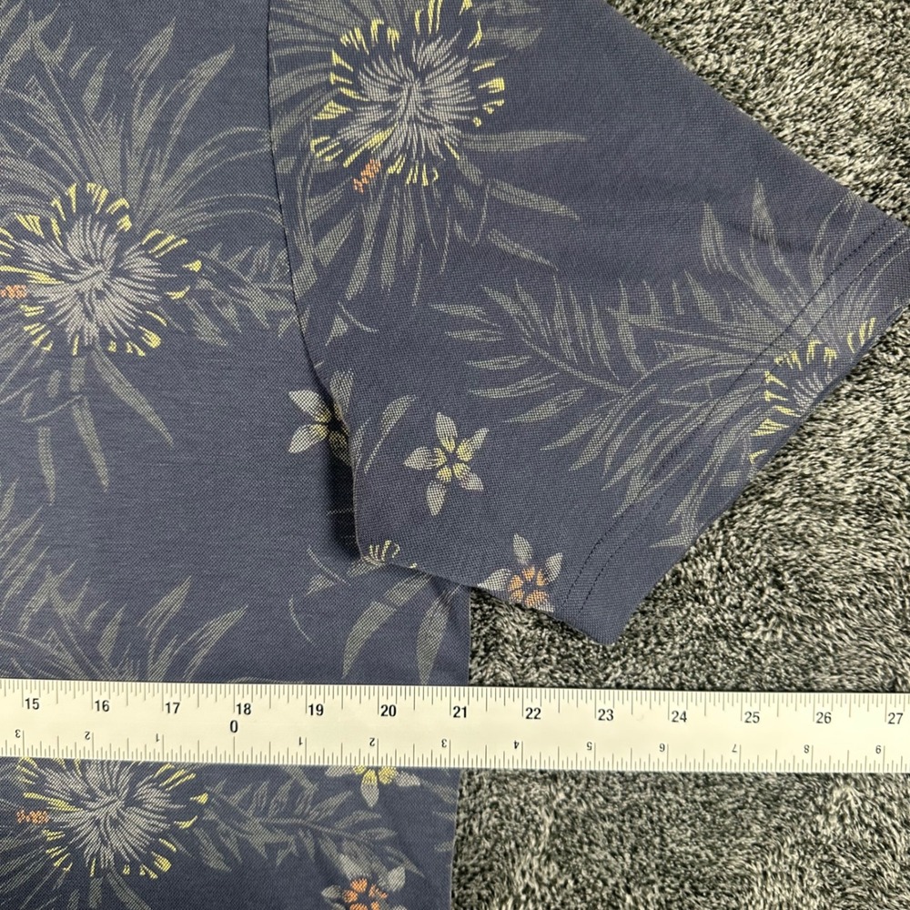 Travis Mathew Polo Shirt Mens Large Blue Floral Tropical Short Sleeve Golf Tee - Picture 3 of 12